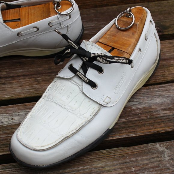 Mauri White Crocodile and Calf Driving Shoe, Size 43, made in Italy, EUC - Picture 4 of 12